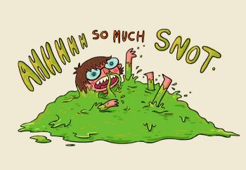 Cartoon of person swimming in snot